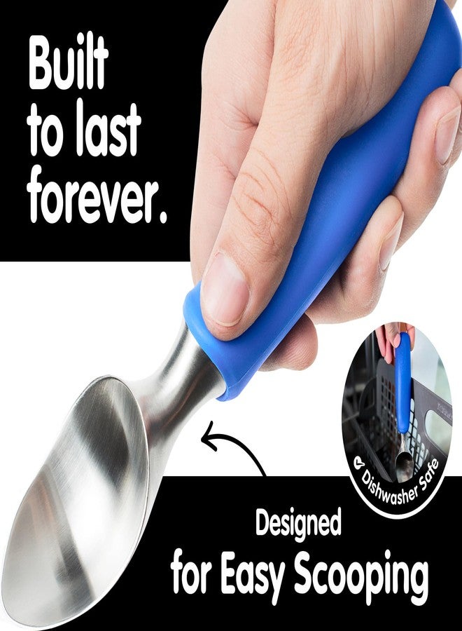 SUMO Stainless Steel Ice Cream Scoop With Ergonomic Handle - Sturdy, Dishwasher-Safe Scooper For Effortless Scooping and Serving Of Frozen Desserts, Comfortable Grip - Blue - Image 3