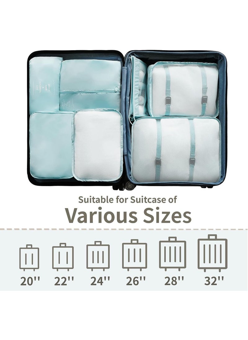 Swift 8 Set Packing Cubes for Suitcases, Travel Luggage Packing Organizers with Laundry Bag, Compression Storage Shoe Bag, Clothing Underwear Bag, for Man and Women, Sky Blue  - Image 5