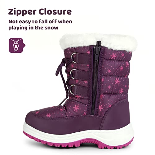Apakowa Kids Girls Insulated Fur Winter Warm Snow Boots (Toddler/Little Kid) (Color : Purple, Size : 8 M US Toddler) - Image 2