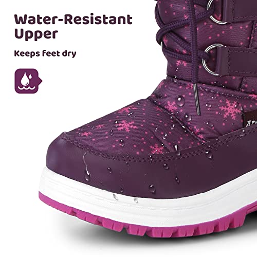 Apakowa Kids Girls Insulated Fur Winter Warm Snow Boots (Toddler/Little Kid) (Color : Purple, Size : 8 M US Toddler) - Image 4