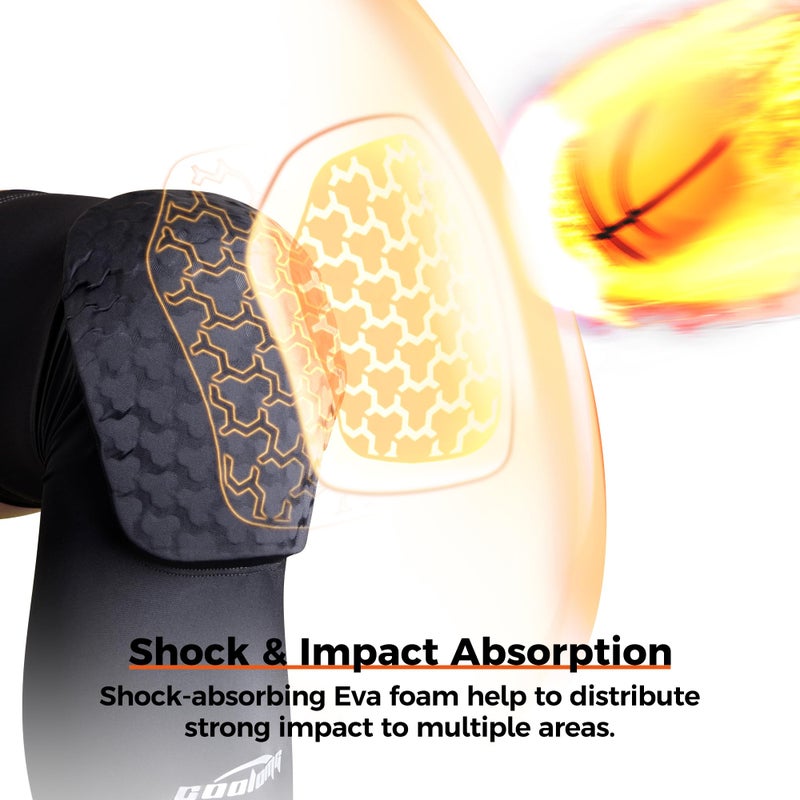 COOLOMG Basketball Knee Pads Compression Leg Sleeves for Volleyball Football Weightlifting Black XL - Image 2