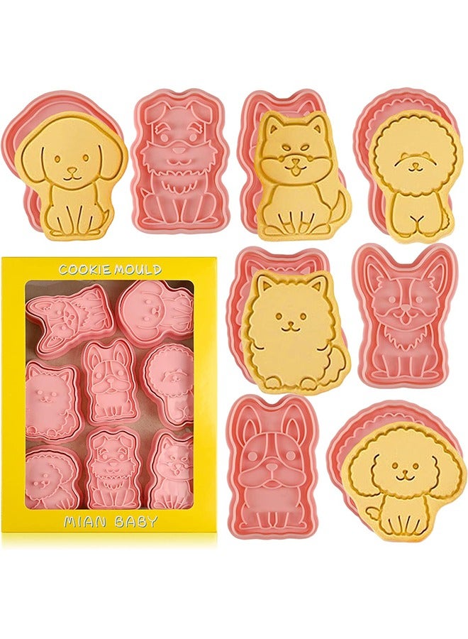 8Pcs Dog Cookie Cutters Set, Puppy Cookie Cutter with Plunger Stamps, Cute Cookie Cutters for DIY Biscuit Dog Snacks Cheese Baking  - Image 1