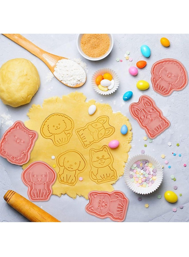 8Pcs Dog Cookie Cutters Set, Puppy Cookie Cutter with Plunger Stamps, Cute Cookie Cutters for DIY Biscuit Dog Snacks Cheese Baking  - Image 2