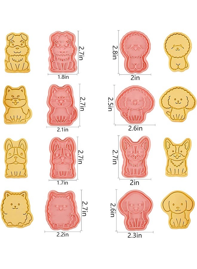 8Pcs Dog Cookie Cutters Set, Puppy Cookie Cutter with Plunger Stamps, Cute Cookie Cutters for DIY Biscuit Dog Snacks Cheese Baking  - Image 3