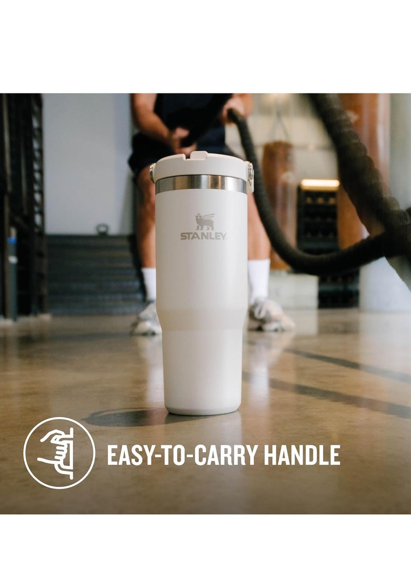 IceFlow Flip Straw Water Bottle with Straw 0.88L – Keeps Cold for 12+ Hours – Leakproof Stainless Steel – BPA-Free Travel Mug – Easy to Carry, Dishwasher Safe – Frost Color, Ideal for Gym, Office, & Outdoor Adventures