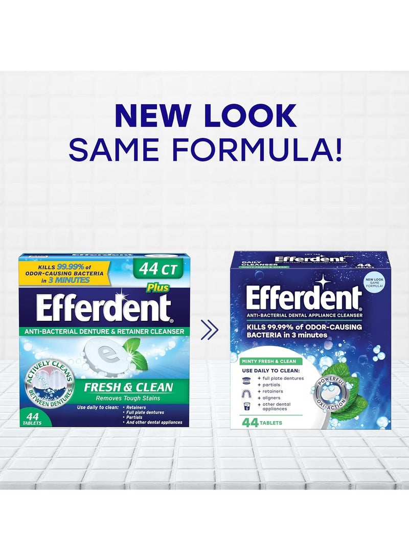 Efferdent Efferdent Retainer Cleaning Tablets, Denture Cleaning Tablets for Dental Appliances, Minty Fresh & Clean, 44 Count  - Image 3