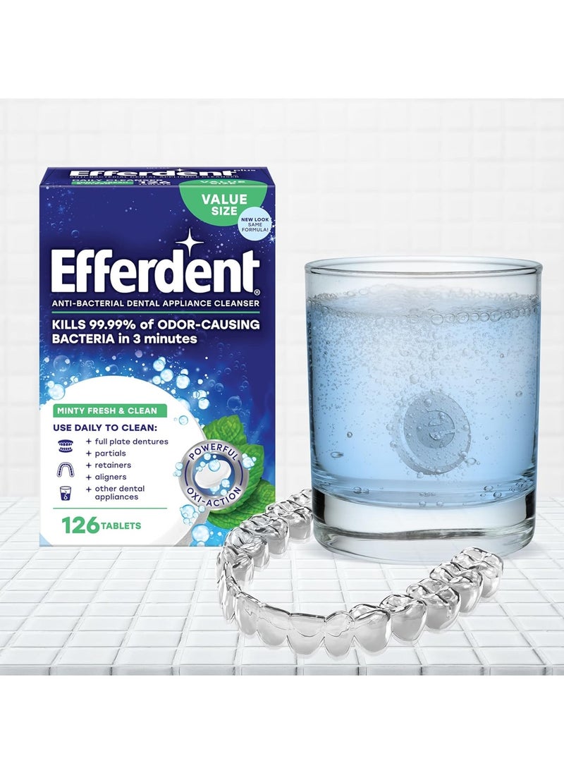 Efferdent Efferdent Retainer Cleaning Tablets, Denture Cleaning Tablets for Dental Appliances, Minty Fresh & Clean, 44 Count  - Image 2