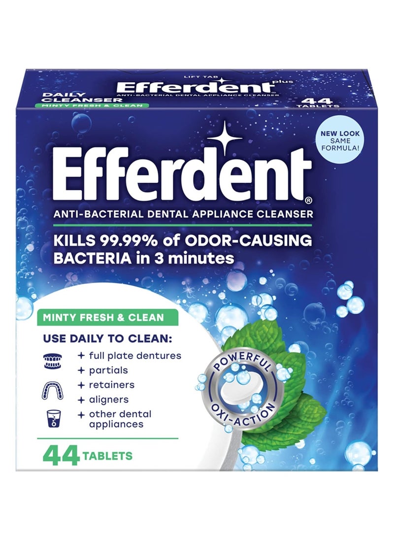 Efferdent Efferdent Retainer Cleaning Tablets, Denture Cleaning Tablets for Dental Appliances, Minty Fresh & Clean, 44 Count  - Image 1