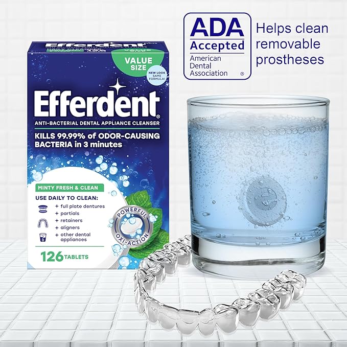 Efferdent Retainer Cleaning Tablets, Denture Cleaning Tablets for Dental Appliances, Minty Fresh & Clean, 44 Count - Image 4