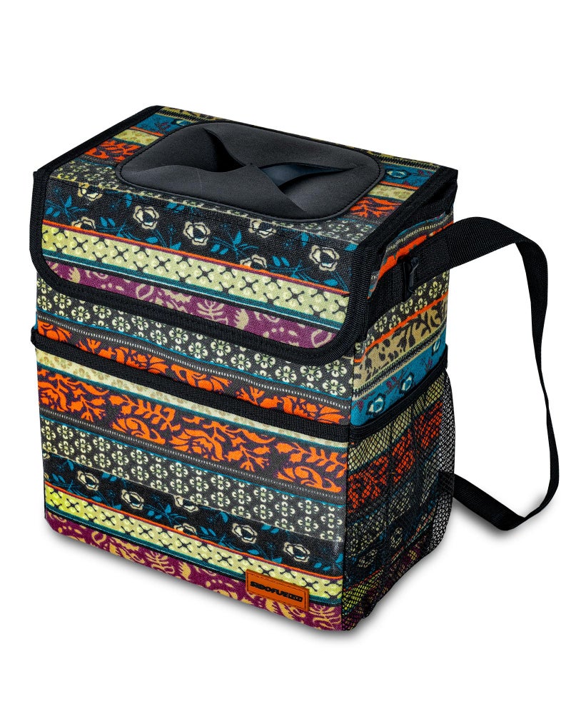 SIBOFUEGO Car Garbage Can Cute - Leak-Proof Car Trash Can with Lid and Storage Pockets, Car Trash Bin for Men and Women, Boho Aztec Essentials: Must-Have Car Interior Accessories (Boho Carnival) - Image 3