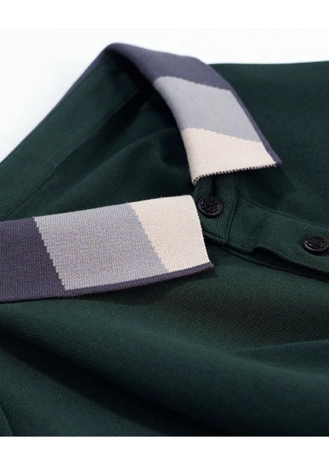 Men's Pure Cotton Striped Short Sleeved T-Shirt Polo Shirt - Image 3