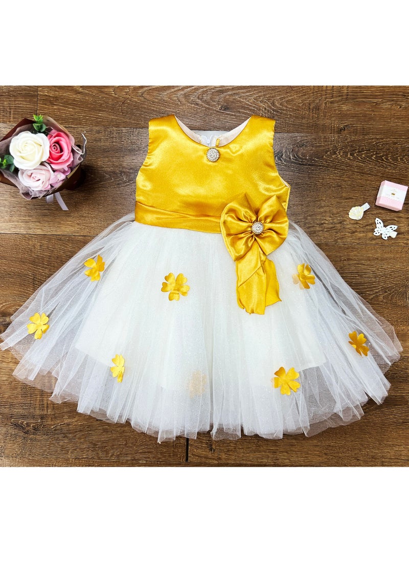 Twinkle yellow dress with mesh and bow - pzsku/Z74AB66BC23CFC33A4AD2Z/45/_/1679579124/002fa437-60a7-4014-95b8-fb82e926c0e1