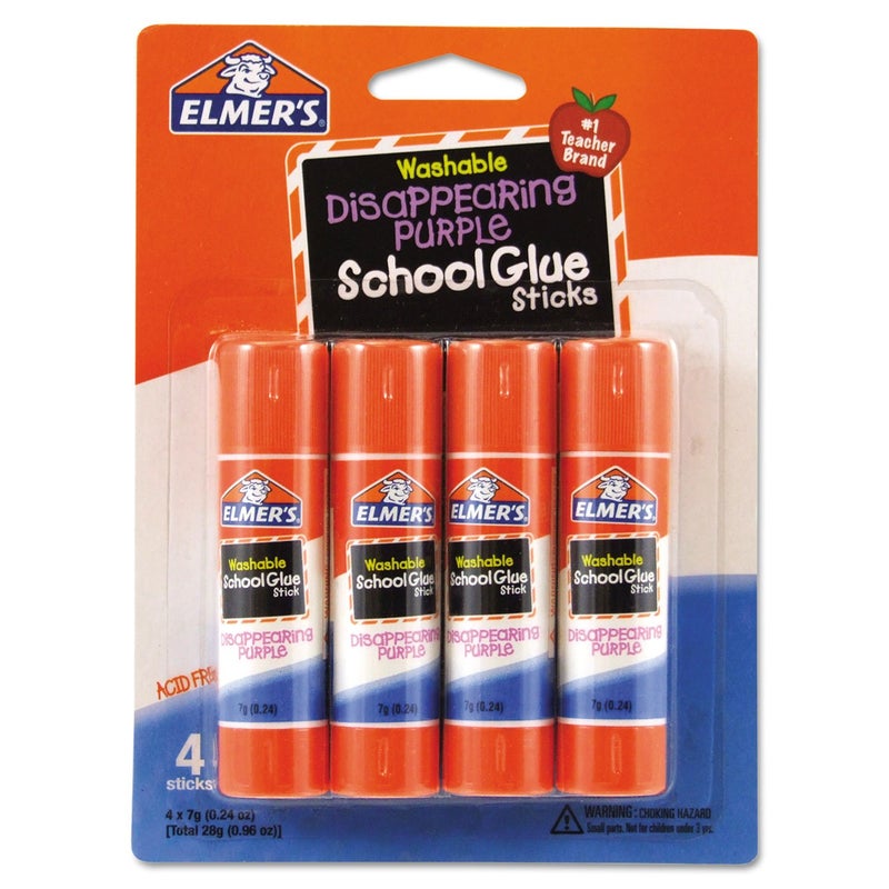 Elmer's E543 Washable School Glue Sticks, Disappearing Purple, 4/Pack - Image 1