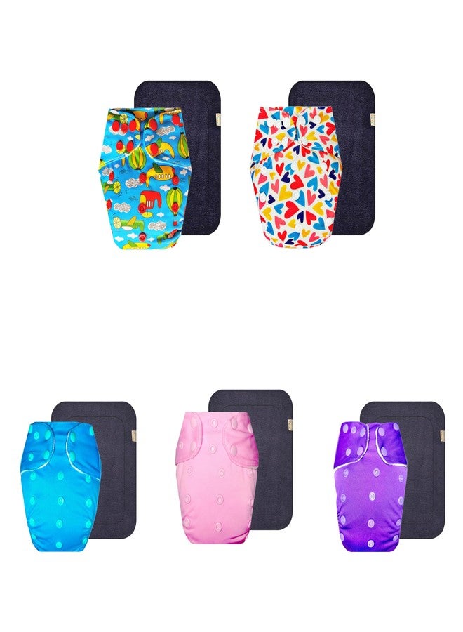 حفاضات قماشية فاخرة من دمبلدو مع حشوة رمادية (عبوة من 5) | ناعمة ولطيفة | تسمح بمرور الهواء | أزرار كبس قابلة للتعديل | تغيير حفاضات بدون قلق | من 3 أشهر إلى 3 سنوات | للجنسين - Image 1