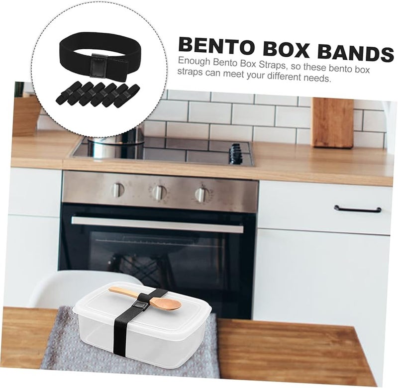 Black 6 Pcs Bento Lunch Box With Straps Reusable Washable For Adults School Workplace - Image 5