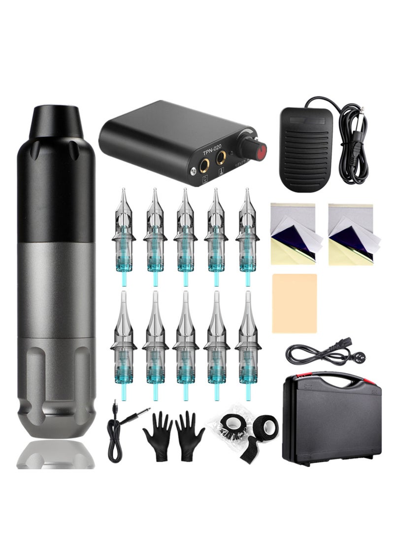 Hihonor Tattoo Pen Kit Cartridge Tattoo Kit Smooth Motor Sterile Needle Practice Skin Complete for Beginners  - Image 1