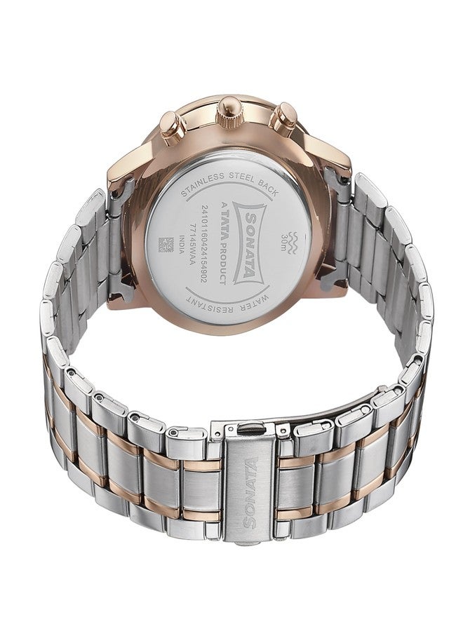 Sonata Quartz Multifunction Black Dial Black Stainless Steel Strap Watch for Men - Image 5