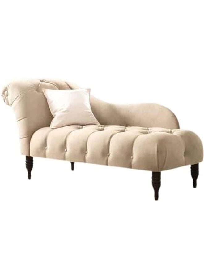 Poppins Home Elegant Velvet Tufted Chaise Lounge  Traditional Deewan for Luxurious Living Spaces (Beige)  - Image 3