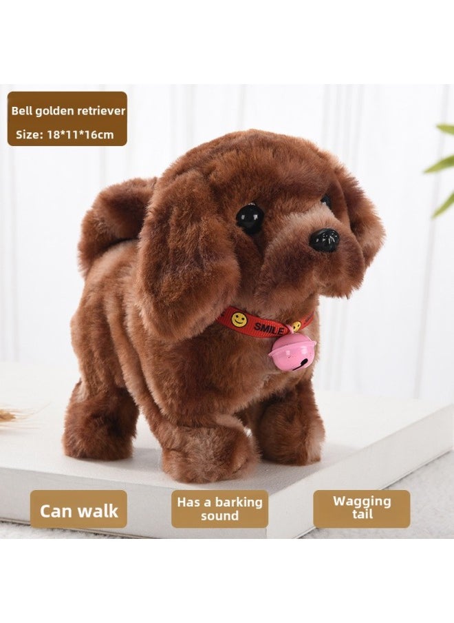Plush Electric Puppy Simulation Dog Can Walk, Bark, Nod And Wag Tail Children's Toy Electronic Dog Boys And Girls-Color:Bell Dyed Big Dog (brown)  - Image 1