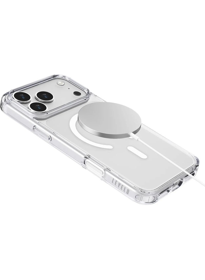 LEVELO iPhone 17 Pro Max MagSafe Clear Case Clara TPU+PC With Enhanced Camera & Screen Protection / Precision Fit / Shock-Resistant-Bumper / Ever-Clear Technology Back Cover - Transparent - Image 2