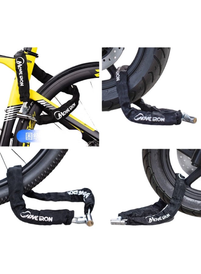 Move Iron Bicycle Lock, Electric Bike Chain Lock, Mountain Bike Motorcycle Anti-Theft Chain Lock, Extended Cover Chain Lock, Anti-Theft Lock, Bicycle Accessories Equipment, Black - Image 3