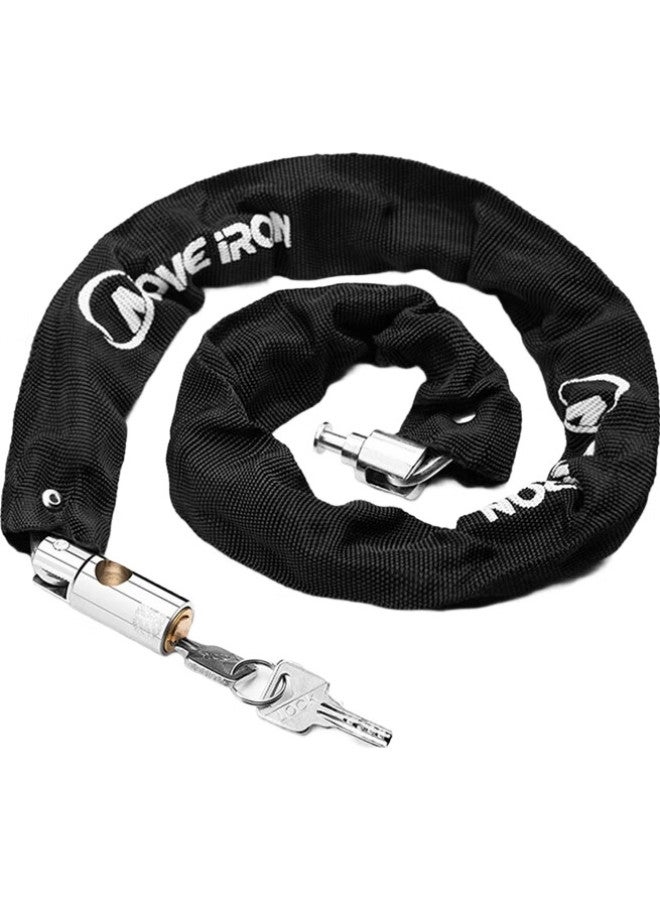 Move Iron Bicycle Lock, Electric Bike Chain Lock, Mountain Bike Motorcycle Anti-Theft Chain Lock, Extended Cover Chain Lock, Anti-Theft Lock, Bicycle Accessories Equipment, Black - Image 2
