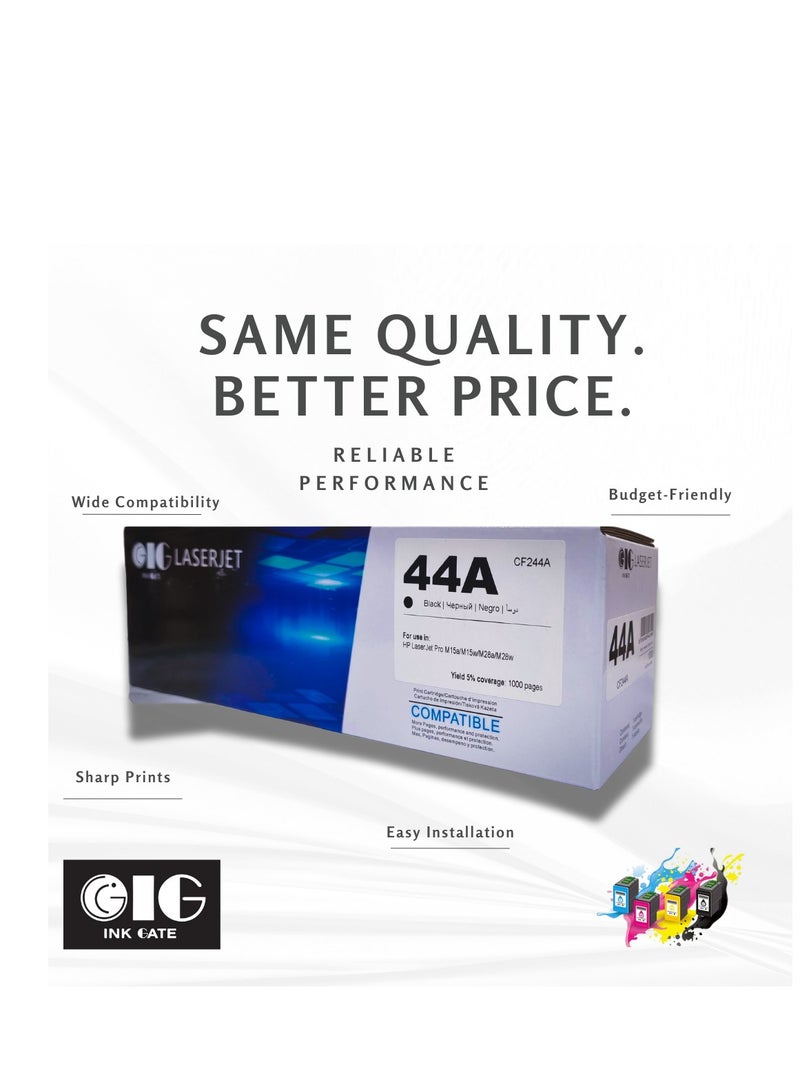 IG Compatible Toner Cartridge – Black – Replaces HP 44A (CF244A) – For HP LaserJet Pro M15 / MFP M28 Series – Up to 1000 Pages - Image 1