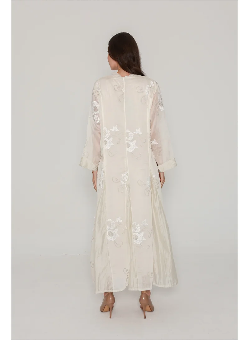IKKXA Flowy Flower Pattern Dress IK07 Beige