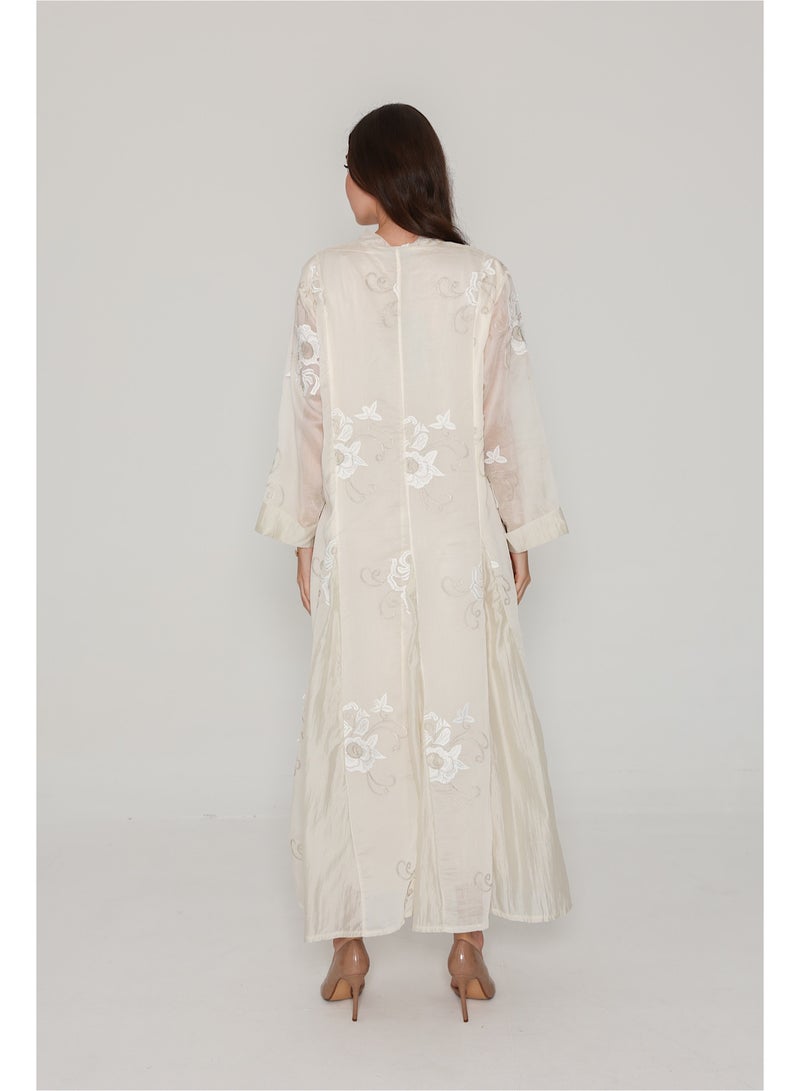 IKKXA Flowy Flower Pattern Dress IK07 Beige  - Image 4