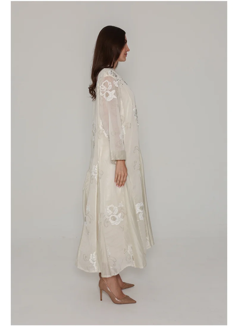 IKKXA Flowy Flower Pattern Dress IK07 Beige