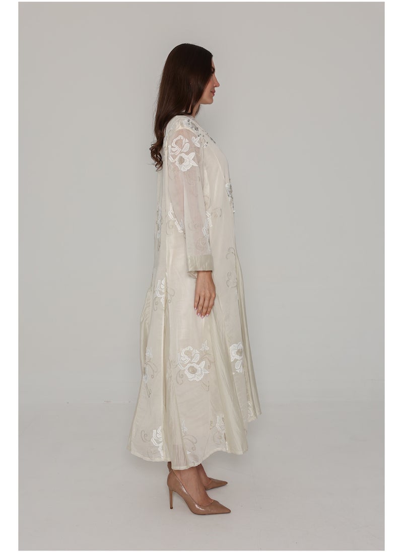 IKKXA Flowy Flower Pattern Dress IK07 Beige  - Image 2