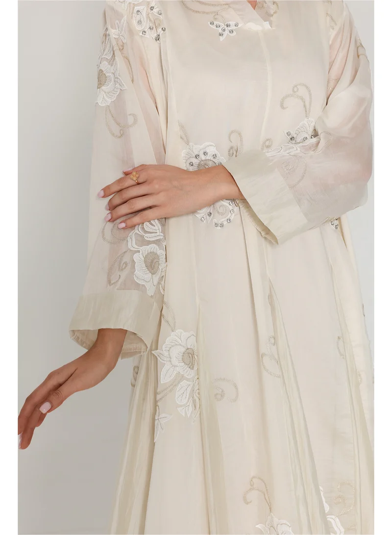 IKKXA Flowy Flower Pattern Dress IK07 Beige