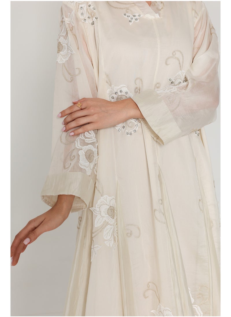 IKKXA Flowy Flower Pattern Dress IK07 Beige  - Image 3