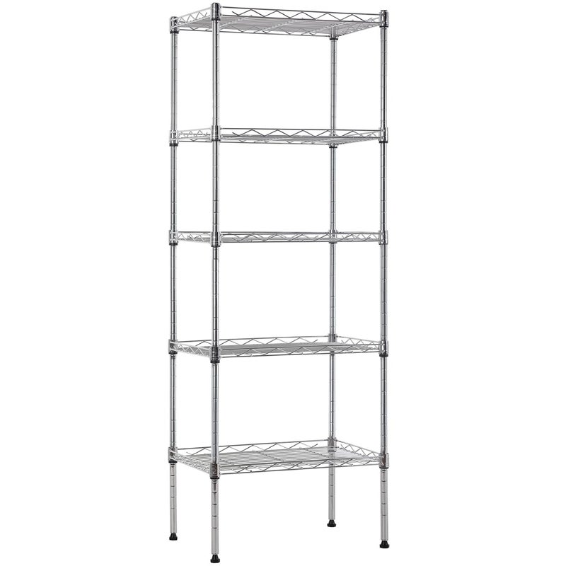 BestOffice 5Shelf Storage Shelves Adjustable Shelving Unit Wire Shelving Metal Shelves118 D x 167 W x 476 HChrome