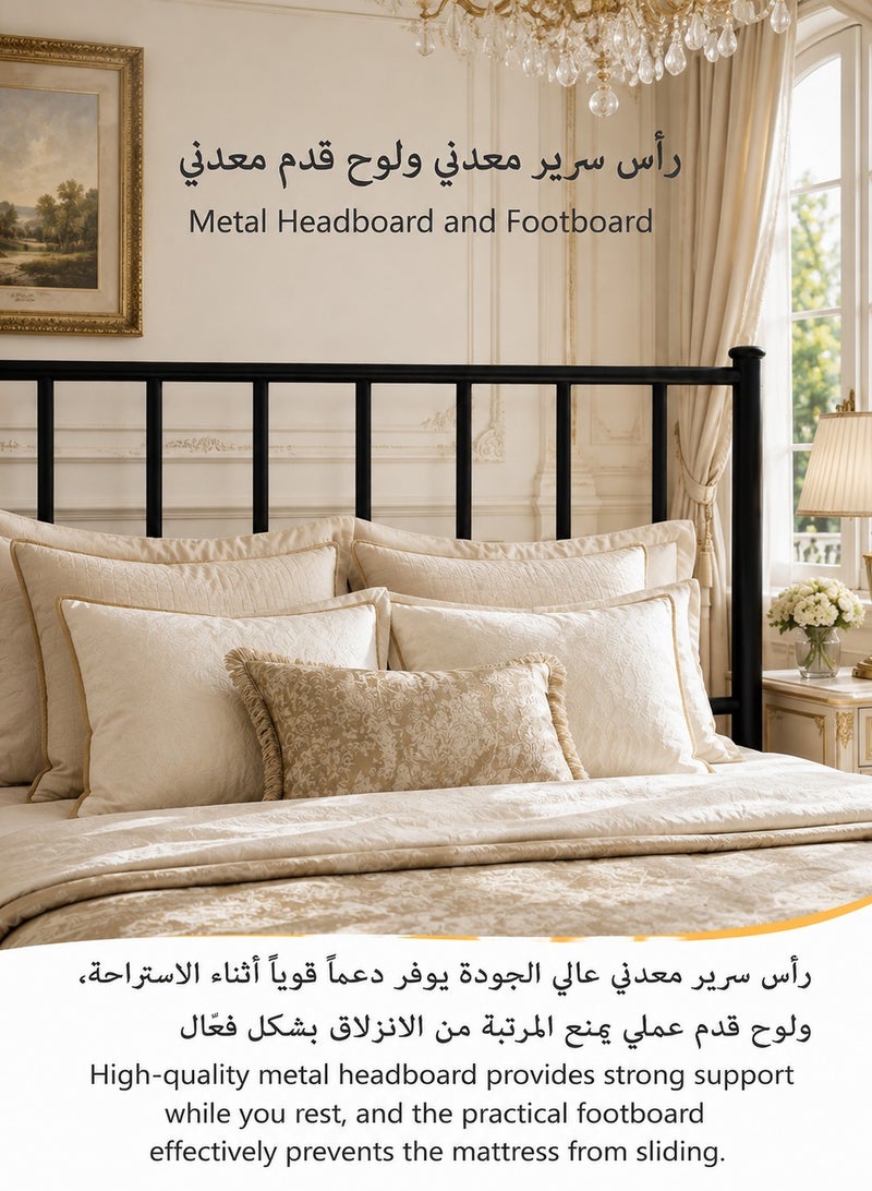 يانارا إطار سرير منصة معدنية سوداء مع الرأس واللوحة القدمية ، مؤسسة فراش مع دعم سلات الصلب ، تخزين تحت السرير ، لا مربع ربيع مطلوب ، تجميع سهل ، 90 × 190 سم / 120 × 200 سم / 160 × 200 سم / 180 × 200 سم ، صغير مزدوج / ملكة / ملك الحجم - Image 4