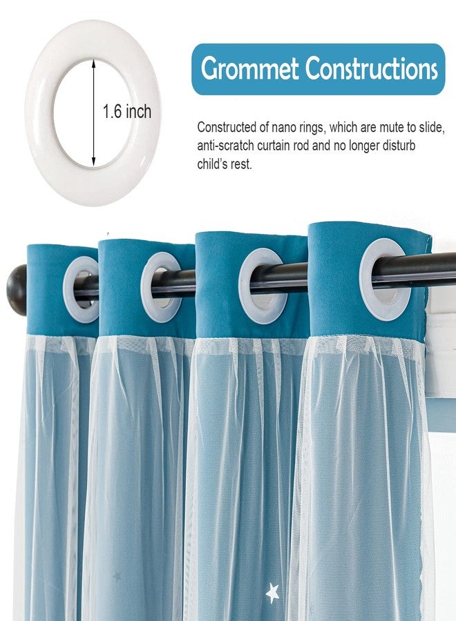 UNISTAR 2 Panels Stars Blackout for Bedroom Living Room Girls Kids Baby Room, Double Layer Star Cut Out Window Curtain, W34 x L63 Inch Length, Turquoise - Image 5