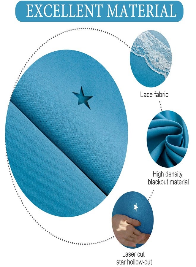 UNISTAR 2 Panels Stars Blackout for Bedroom Living Room Girls Kids Baby Room, Double Layer Star Cut Out Window Curtain, W34 x L63 Inch Length, Turquoise - Image 3