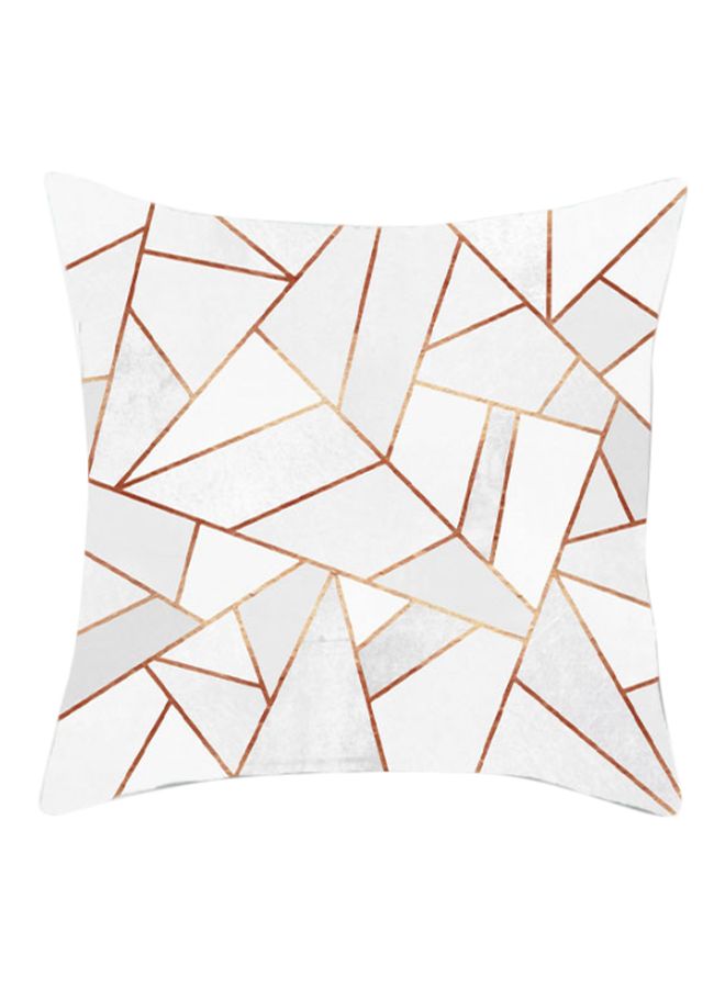 غطاء وسادة ديكور بتصميم أشكال هندسية أبيض/أحمر 45x45سم