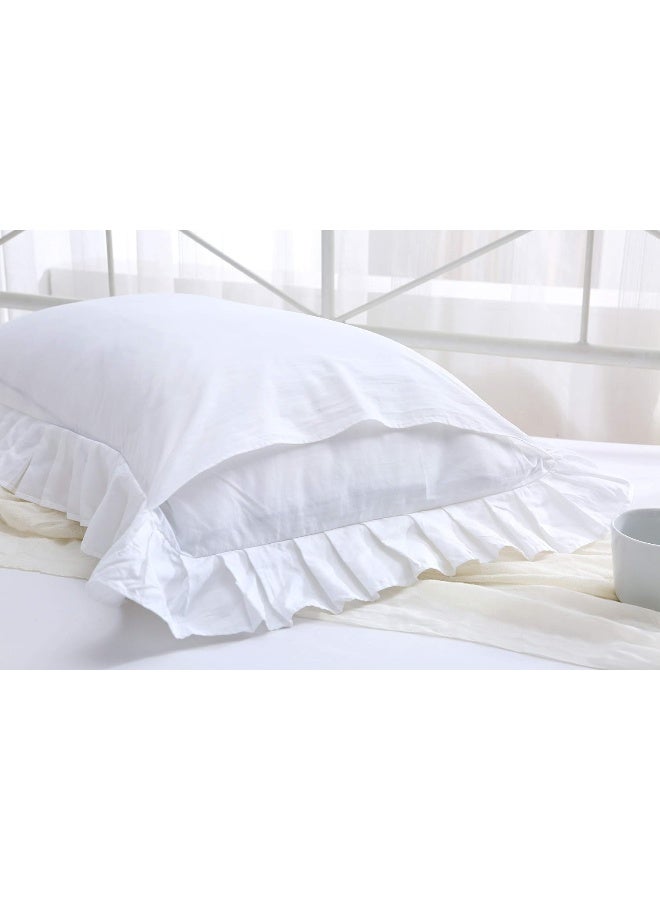 Euro Pillow Shams Set of 2pc Euro Shams 24X24 White Ruffle Pillow Covers Premium 600 TC European Pillow Shams 100% Soft Egyptian Cotton Gorgeous Euro Size Decorative Pillow Cover/Cases  - Image 4