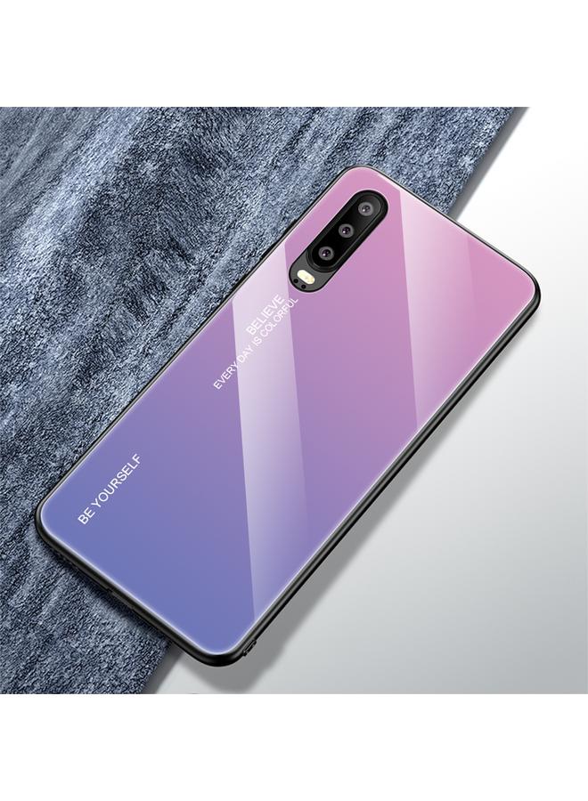 زبون جراب لهاتف Huawei P30، جراب زجاجي متدرج الألوان - Image 1