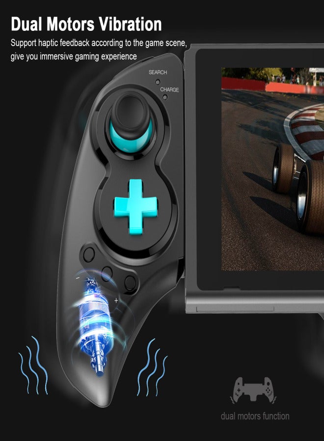 أبيجا وحدة تحكم ألعاب لاسلكية تلسكوبية قابلة لإعادة الشحن بتقنية البلوتوث PG-SW029، مزودة بوظيفة اهتزاز جيروسكوب سداسي المحاور، بديل لوحدات تحكم ألعاب PS3 وأجهزة Android اللوحية وأجهزة الكمبيوتر التي تعمل بنظام Windows، باللون الأسود. - Image 2