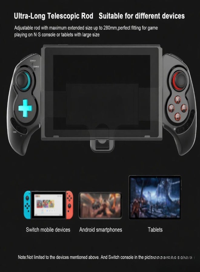 أبيجا وحدة تحكم ألعاب لاسلكية تلسكوبية قابلة لإعادة الشحن بتقنية البلوتوث PG-SW029، مزودة بوظيفة اهتزاز جيروسكوب سداسي المحاور، بديل لوحدات تحكم ألعاب PS3 وأجهزة Android اللوحية وأجهزة الكمبيوتر التي تعمل بنظام Windows، باللون الأسود. - Image 3