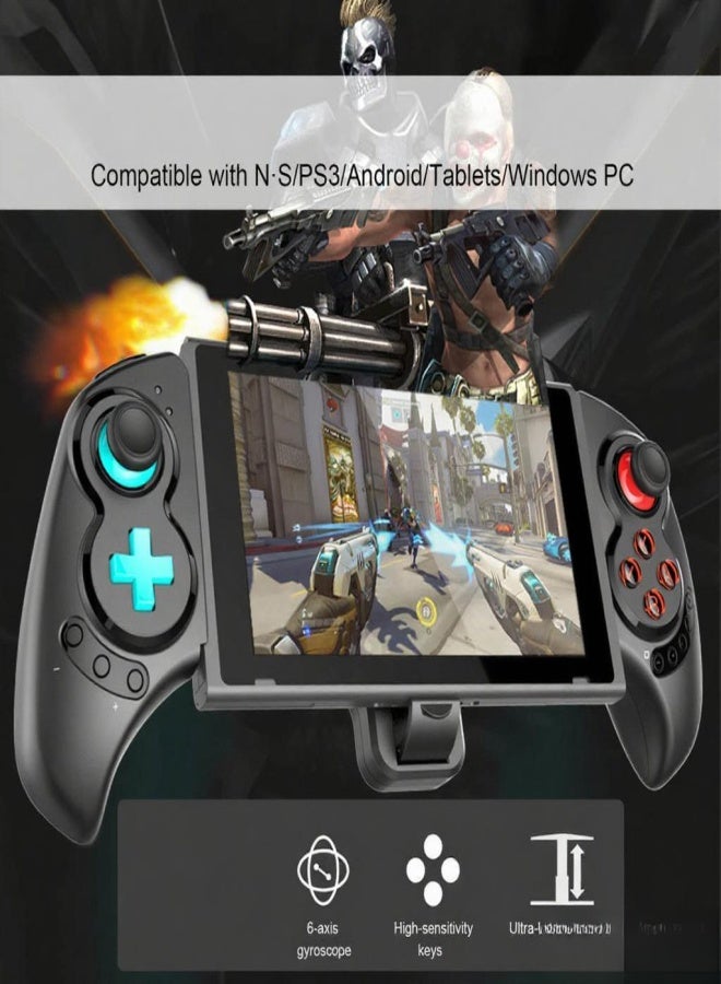 أبيجا وحدة تحكم ألعاب لاسلكية تلسكوبية قابلة لإعادة الشحن بتقنية البلوتوث PG-SW029، مزودة بوظيفة اهتزاز جيروسكوب سداسي المحاور، بديل لوحدات تحكم ألعاب PS3 وأجهزة Android اللوحية وأجهزة الكمبيوتر التي تعمل بنظام Windows، باللون الأسود. - Image 5