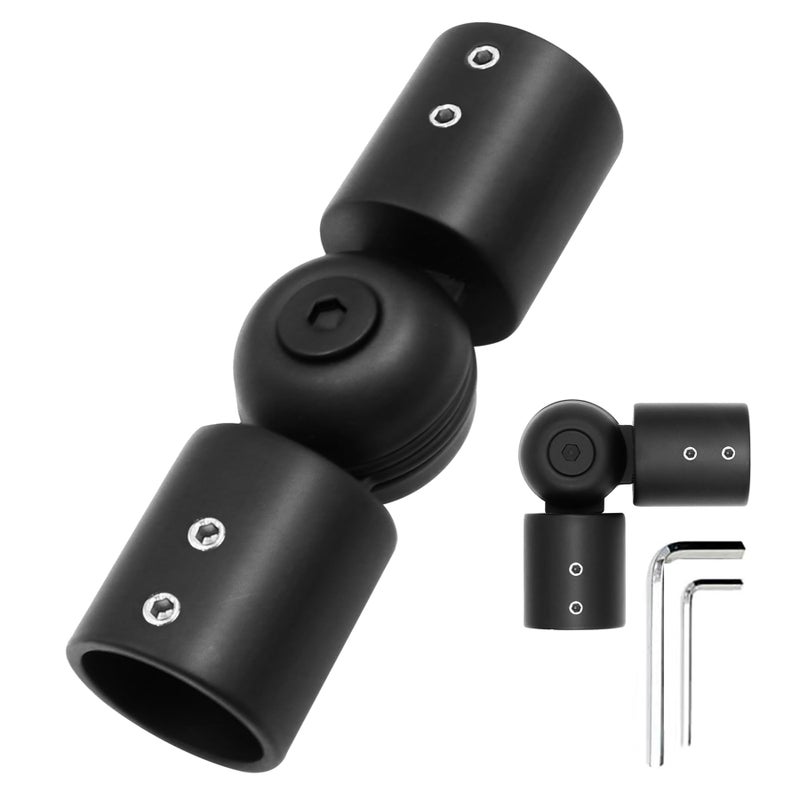 LISTENJIALE Window Curtain Rod Corner Connector 1 pcs,LISTENJIALE Adjustable Corner Curtain Rod Connector for 1 Inch Bay Window(Black) - Image 1