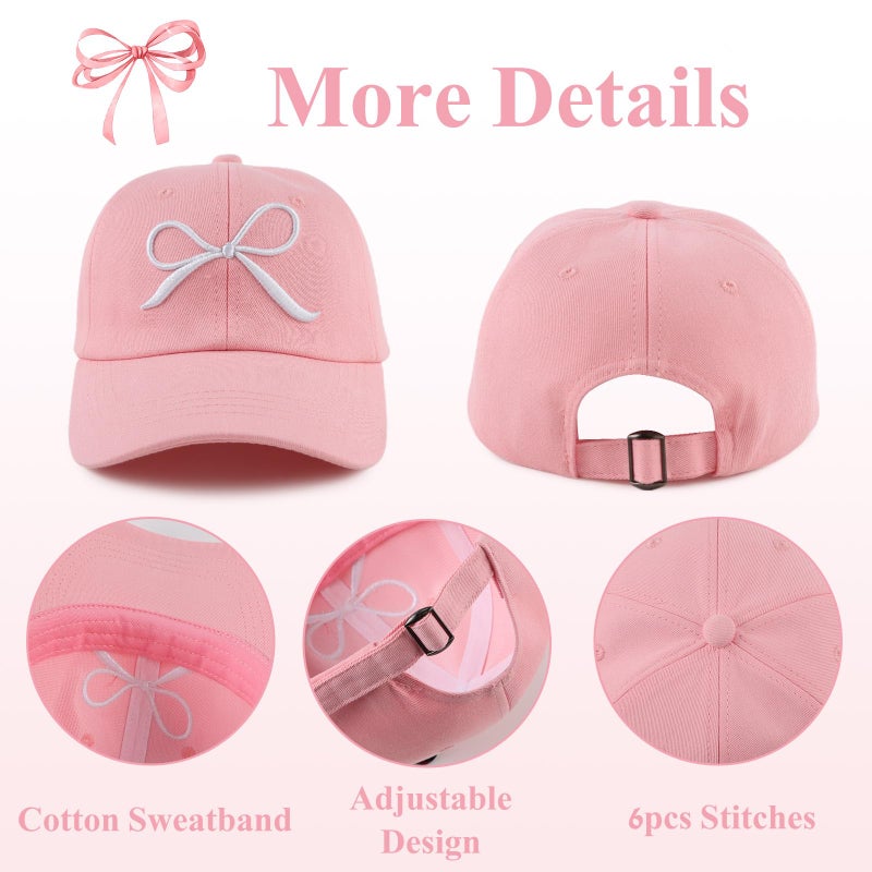Zsedrut Toddler Girl Baseball Cap Kids Adjustable Summer Sun Hat Unisex Baby Lightweight Trucker Hats (Bow Style-Pink) - Image 4