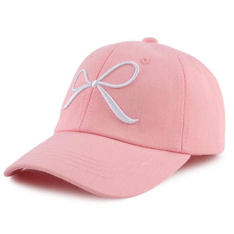 Zsedrut Toddler Girl Baseball Cap Kids Adjustable Summer Sun Hat Unisex Baby Lightweight Trucker Hats (Bow Style-Pink) - Image 1