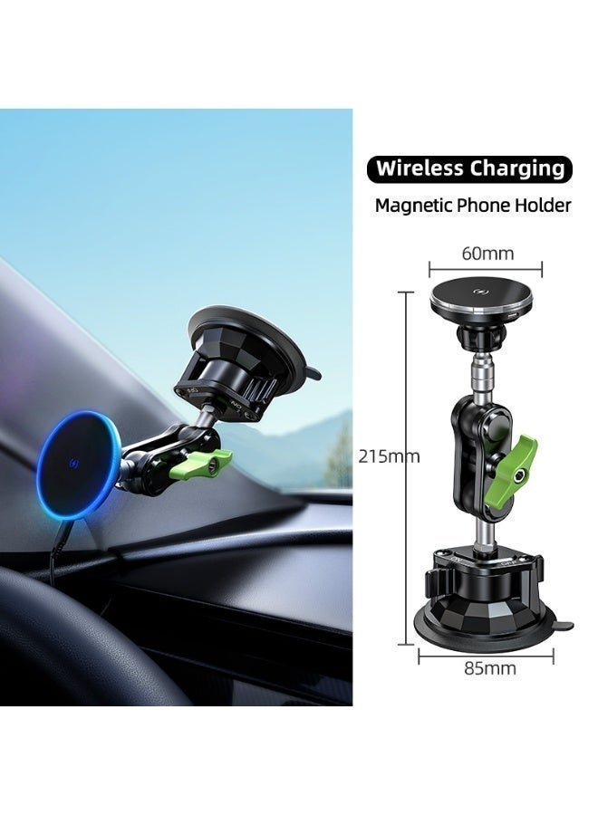 LanParte Magnetic Wireless Car Phone Holder with 15W Fast Charging – 360° Rotatable, Vacuum Suction, Hands-Free Dashboard Mount - Image 2