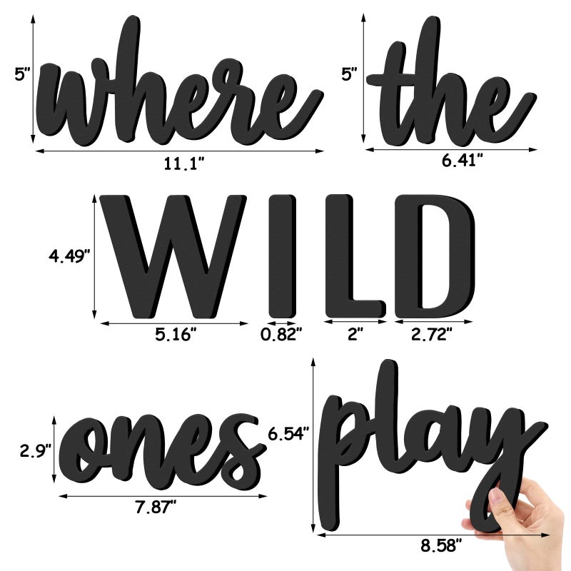 Xylolfsty Playroom Wall Decor, Where The Wild Ones Play Sign - Wooden Wall Art for Boys & Girls Toy Room, Toddler Nursery, Bedroom - 8 pcs - Image 2