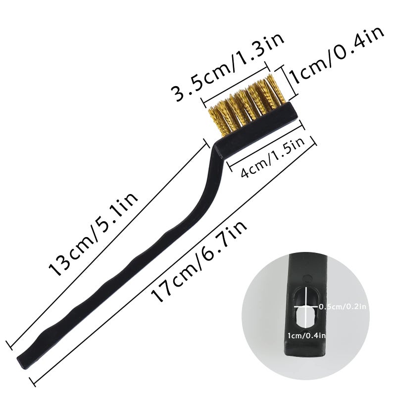 Topspeeder 10 Pieces Small Wire Brush Scratch Brush (Stainless Steel + Brass), Curved Handle Masonry Brush Wire Bristle for Cleaning Welding Slag and Rust - Image 2