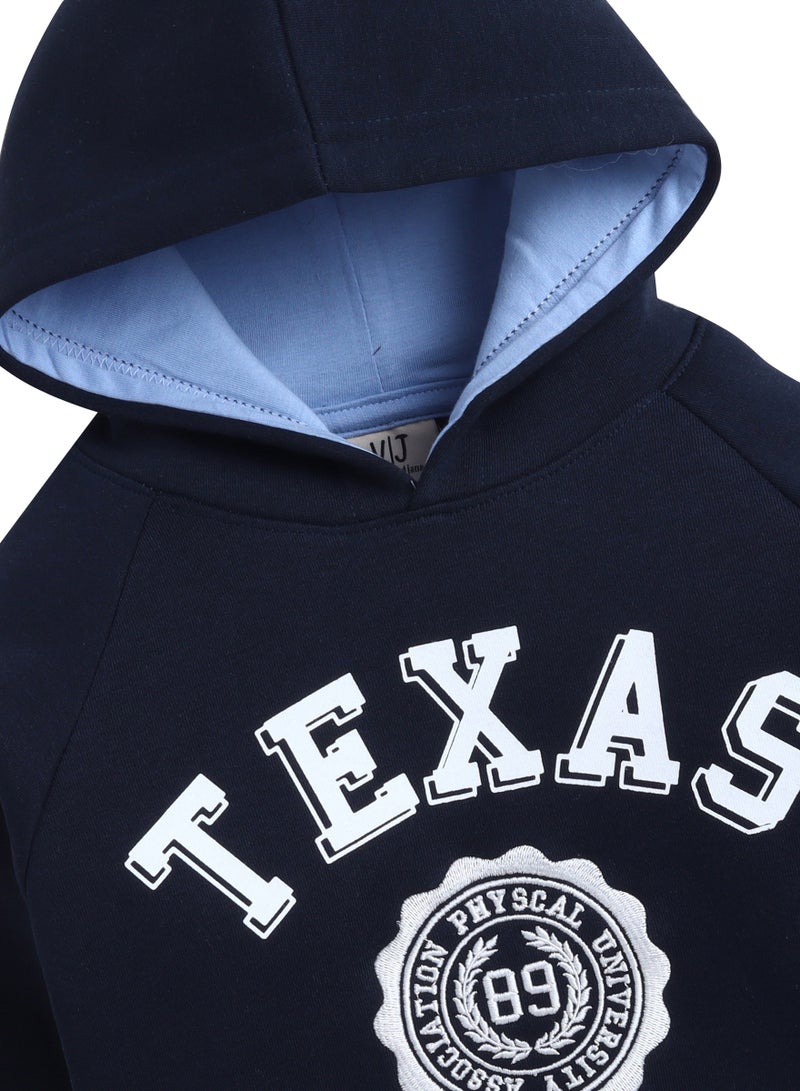 فكتور اند جين سويت شيرت بغطاء رأس للأولاد بتصميم ولاية تكساس باللون الكحلي - Image 3